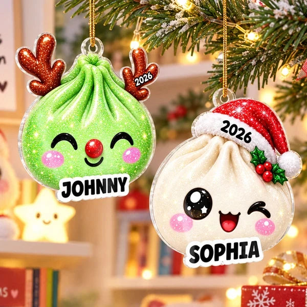 Cheerful Christmas Dumpling Acrylic Ornament, Personalized Tree Keepsake, Creative Gift for Kids and Families