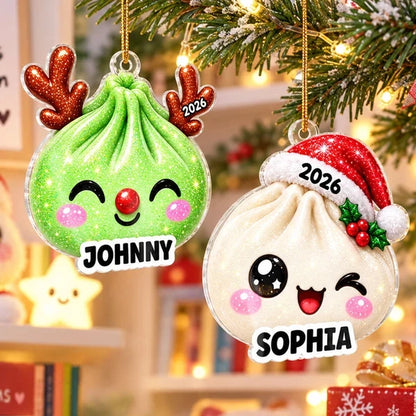 Cheerful Christmas Dumpling Acrylic Ornament, Personalized Tree Keepsake, Creative Gift for Kids and Families