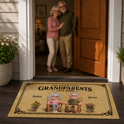 Personalized Standard Doormat, Grandparents Live Here Design, Unique Gift for Grandma & Grandpa