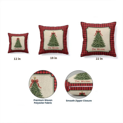 Personalized Square Pillow, Family Christmas Tree Keepsake and Creative Gift for Parents and Grandparents