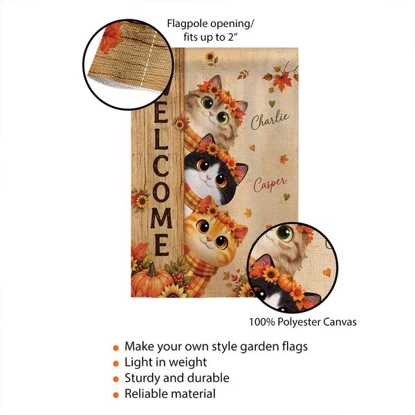 Personalized Garden Flag, Cozy Autumn Welcome for Heartwarming Yard Decor and Creative Gift for Pet Owners