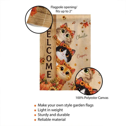 Personalized Garden Flag, Cozy Autumn Welcome for Heartwarming Yard Decor and Creative Gift for Pet Owners