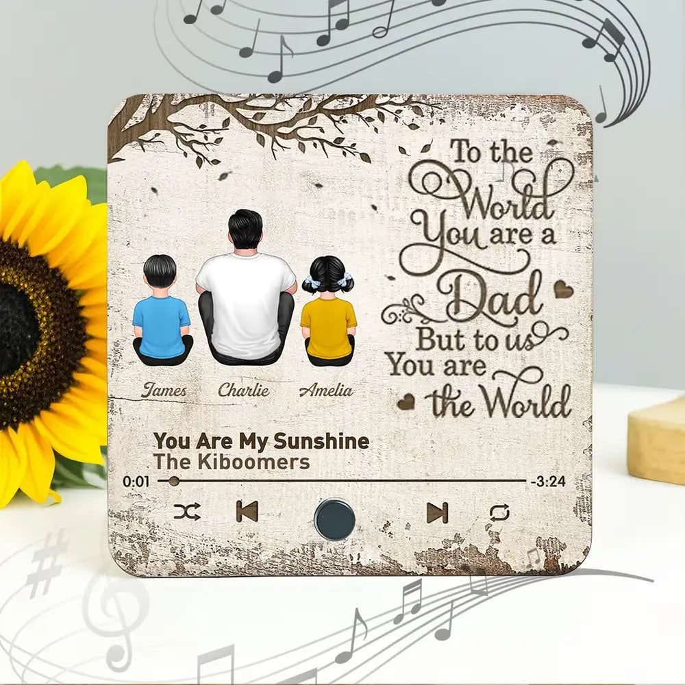Father’s Day Acrylic Music Magnet – Personalized Back View Design with Name & Song – Gift to Dad