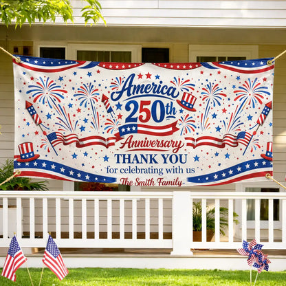 Custom America 250th Anniversary Collection: Personalized Frosted Cups, Flags & Banners for Family Party