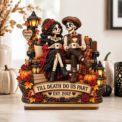 Till Death Do Us Part Personalized 2-Layer Wooden Plaque, Skeleton Couple Creative Gift for Him or Her