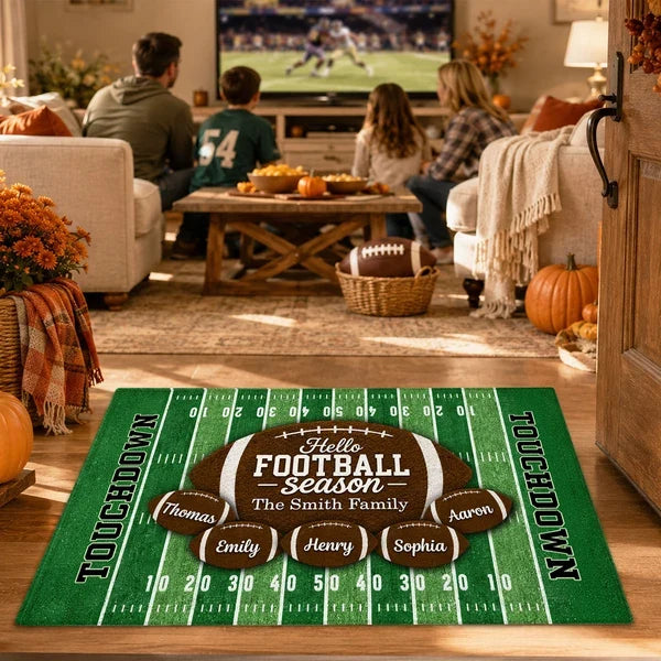 Hello Football Season Personalized Standard Doormat, Family Game Day Welcome, Creative Gift for Football Fans
