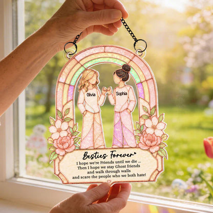 Personalized Acrylic Suncatcher Ornament, Pinky Promise Friends at Sunlit Window, Unique Gift