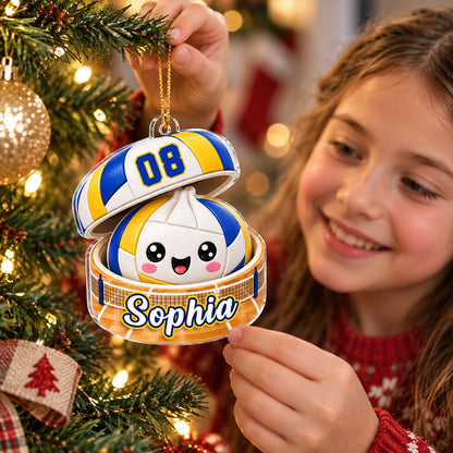 Personalized Acrylic Ornament, Cheerful Volleyball Dumpling Hanging on a Lit Tree, Creative Gift for Daughter or Son
