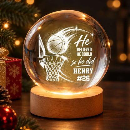 Basketball Globe Lamp, She Believed She Could Design, Personalized Creative Gift for Players and Coaches