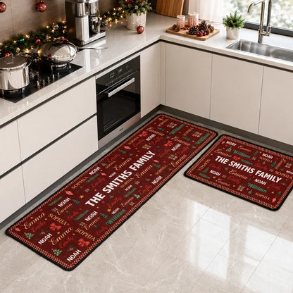 Personalized Standard Doormat with Christmas Word Art, Festive Entryway Decor, Unique Gift for Family