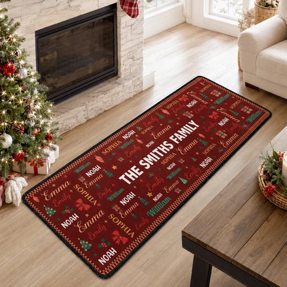 Personalized Standard Doormat with Christmas Word Art, Festive Entryway Decor, Unique Gift for Family
