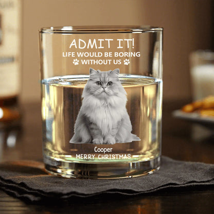 Personalized Christmas Glass Cup - Funny Pet - Themed Gift Cup