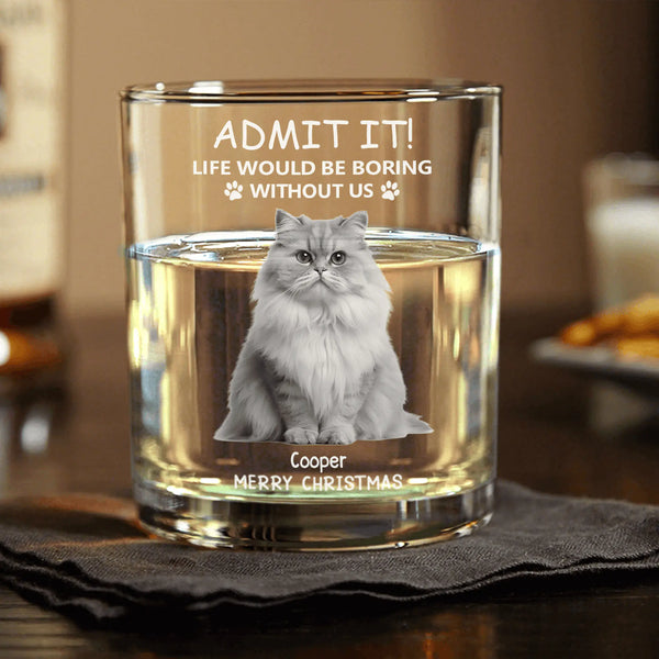 Personalized Christmas Glass Cup - Funny Pet - Themed Gift Cup