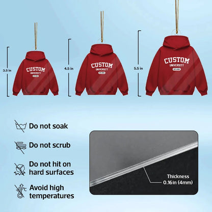 Personalized School Spirit Acrylic Ornament Custom University Sweater Look Holiday Decor Unique Gift