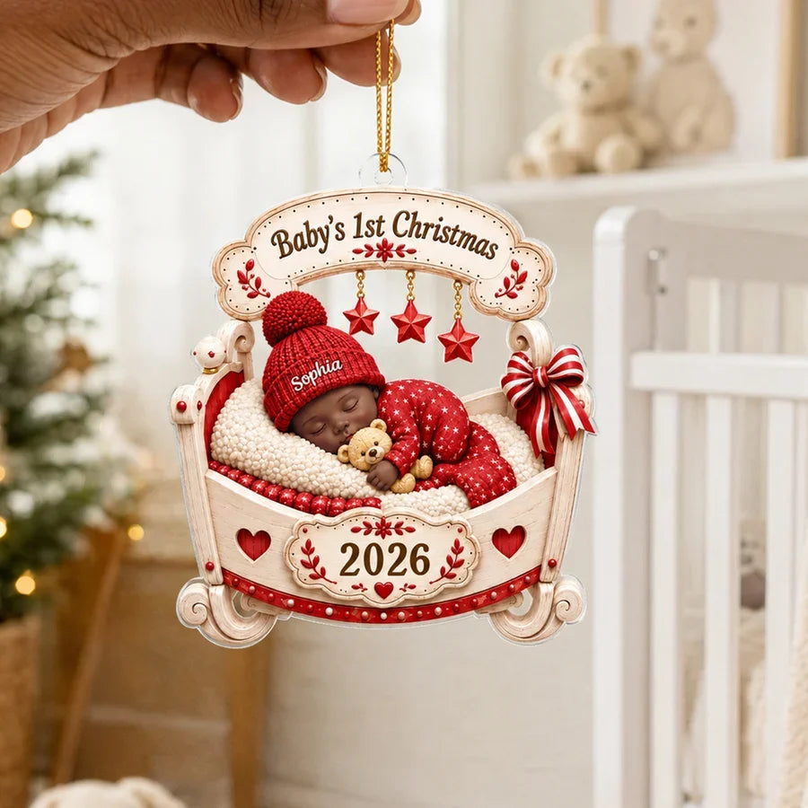 Baby's First Christmas Acrylic Ornament, Personalized Sleeping Newborn Keepsake, Creative Gift for Family