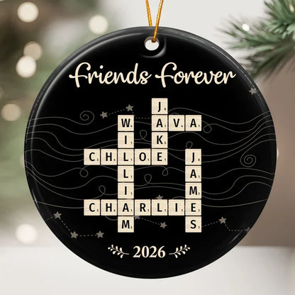 Friends Forever Personalized Ceramic Ornament, Crossword Keepsake, Creative Christmas Gift for Sisters and Coworkers