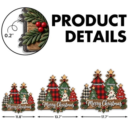 Personalized Wooden Sign, Rustic Red and Green Christmas Trees, Unique Gift for Grandma and Grandpa