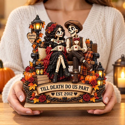 Till Death Do Us Part Personalized 2-Layer Wooden Plaque, Skeleton Couple Creative Gift for Him or Her