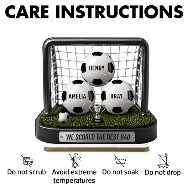 Personalized 2-Layer Wooden Plaque with Soccer Goal Scene, Unique Gift for Dad from His Biggest Fans