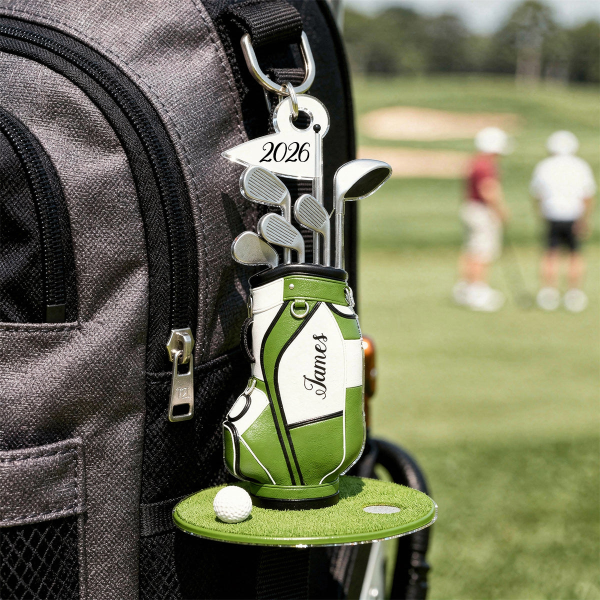 Personalized Acrylic Keychain with Golf Bag & Clubs, Bright Golf Lover Keepsake, Unique Creative Gift