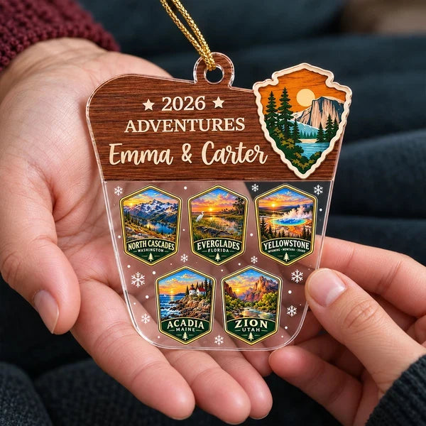 Personalized Acrylic Ornament, Couple's Travel Memories in Rich Sunset Colors, Creative Christmas Gift