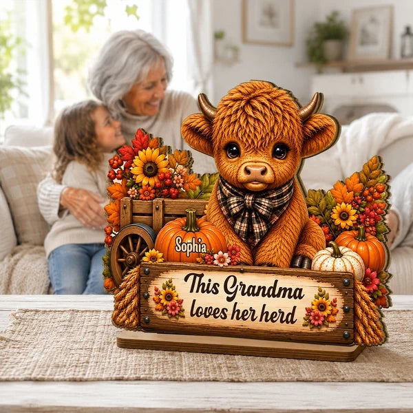 Personalized 2-Layer Wooden Plaque, This Grandma Loves Her Herd, Heartfelt Creative Gift for Family