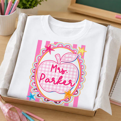 Personalized Classic Tee With Preppy Apple Art, Unique Teacher Gift For Classroom Days