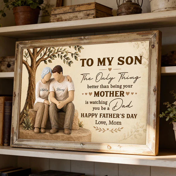 Personalized Poster for Son, Mom and Son Sitting Together, Unique Father's Day Gift