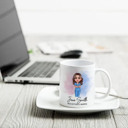 Personalized Nurse Mug with Folded Arms Illustration, Thoughtful Keepsake and Creative Gift for Nurses