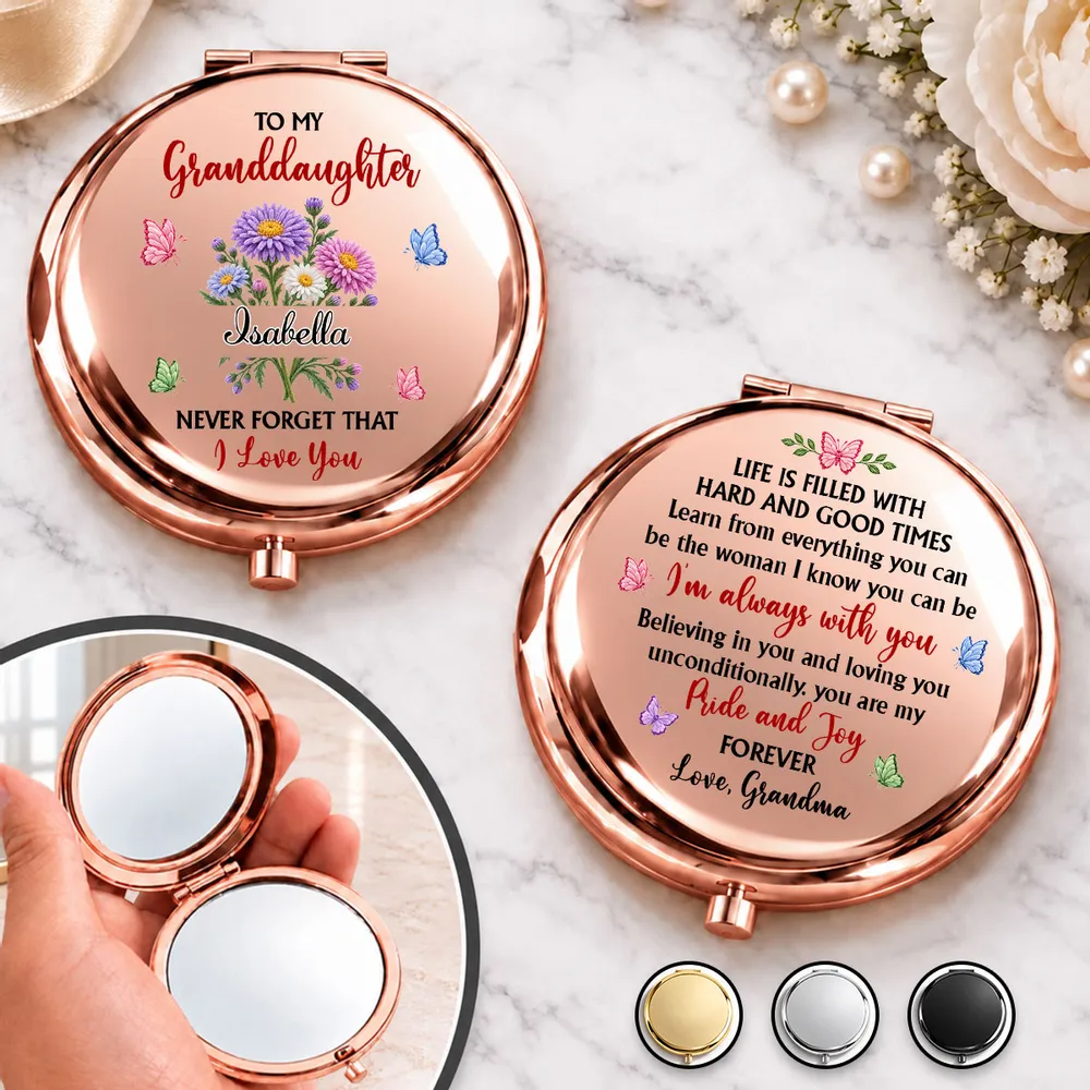 Forever My Pride and Joy Metal Compact Mirror, Personalized Creative Gift for Granddaughter