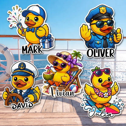 Personalized Acrylic Magnet, Surfing Duck Cruise Door Sign, Unique Creative Gift for Family Vacation