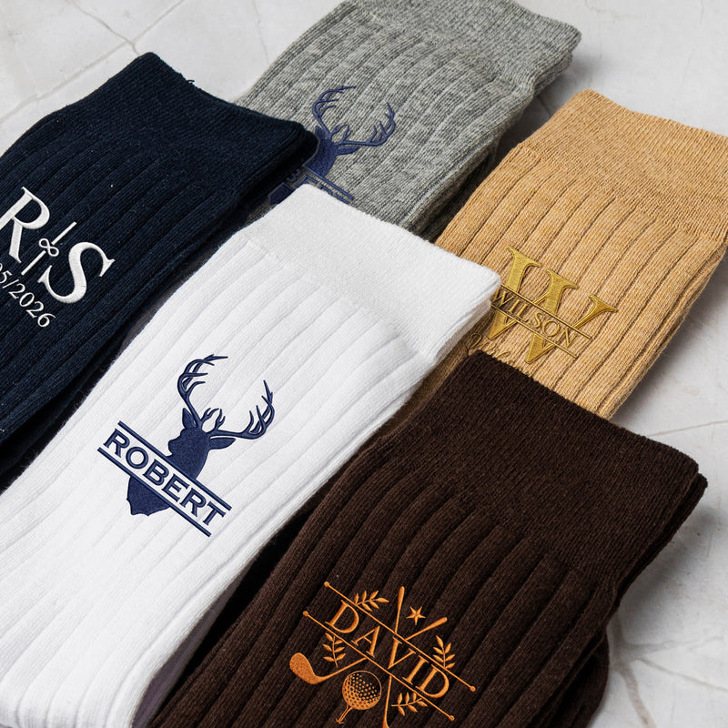 Personalized Monogram Embroidered Socks for Him, Unique Gift for Husband, Son or Groomsmen