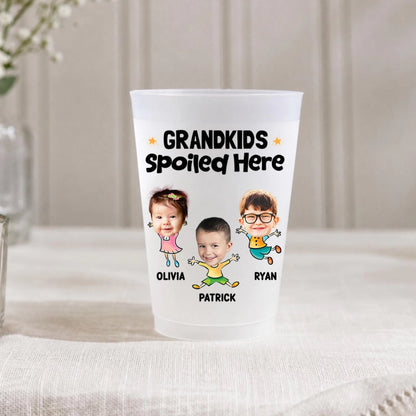 Personalized Frosted Plastic Cup, Grandkids Spoiled Here, Backyard BBQ, Unique Gift for Grandparents