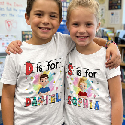 Personalized Youth Tee with Playful School Artwork, Creative Gift for Son with Cheerful Classroom Vibe