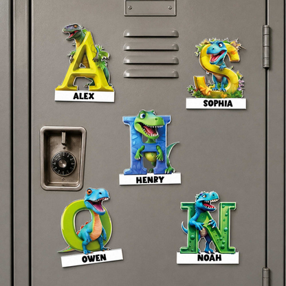 Personalized Dinosaur Alphabet Acrylic Magnet, Colorful Cartoon Locker Decor, Unique Gift for Dinosaur Fans