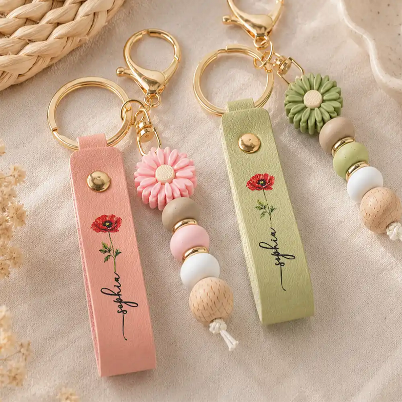 Custom Daisy Keychain, Soft Pastel Flower Design For Bag Or Keys, Unique Creative Gift For Her