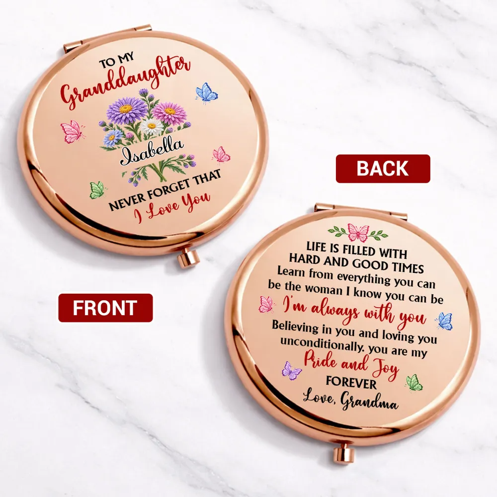 Forever My Pride and Joy Metal Compact Mirror, Personalized Creative Gift for Granddaughter