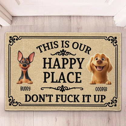 Personalized Standard Doormat With German Shepherd Art, Happy Place Entryway, Unique Gift For Dog Lovers