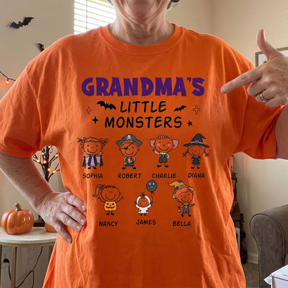 Grandma's Little Monsters Classic Tee, Custom Kids Doodle Shirt, Creative Gift For Grandma