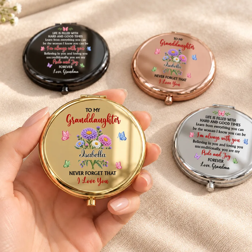 Forever My Pride and Joy Metal Compact Mirror, Personalized Creative Gift for Granddaughter