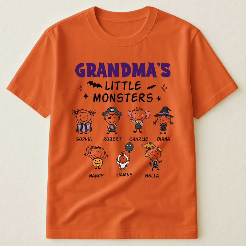 Grandma's Little Monsters Classic Tee, Custom Kids Doodle Shirt, Creative Gift For Grandma