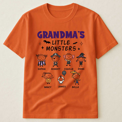 Grandma's Little Monsters Classic Tee, Custom Kids Doodle Shirt, Creative Gift For Grandma