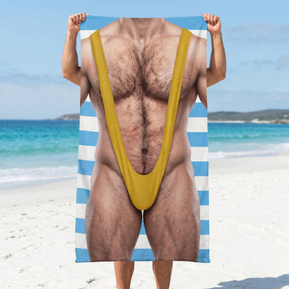Personalized Beach Towel With Funny Leopard Swimsuit Illusion, Unique Gift For Sunny Beach Party