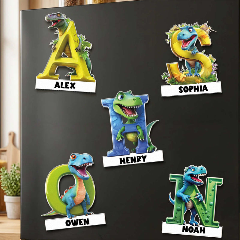 Personalized Dinosaur Alphabet Acrylic Magnet, Colorful Cartoon Locker Decor, Unique Gift for Dinosaur Fans