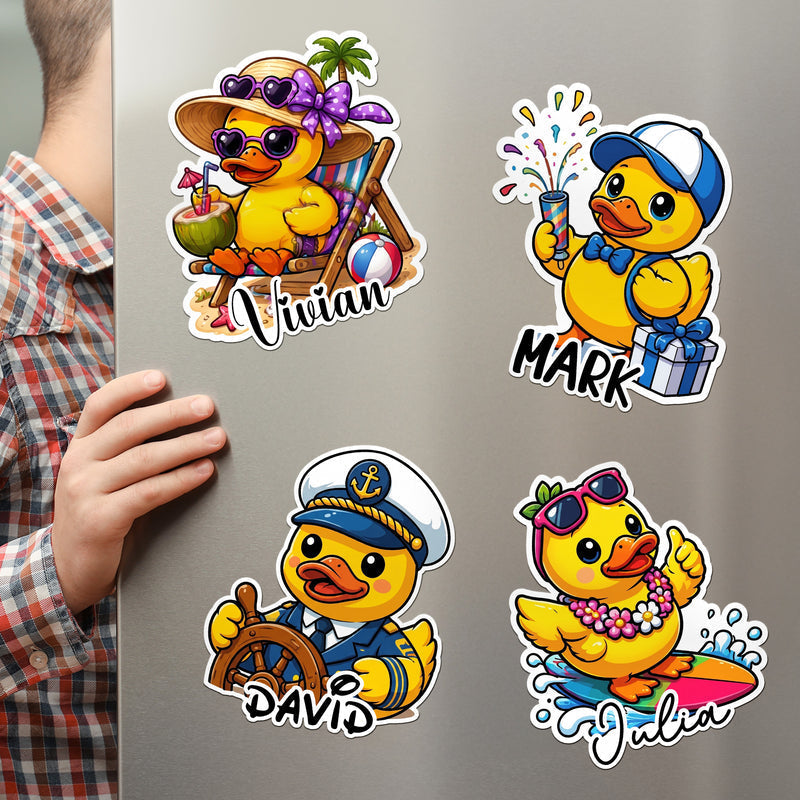 Personalized Acrylic Magnet, Surfing Duck Cruise Door Sign, Unique Creative Gift for Family Vacation
