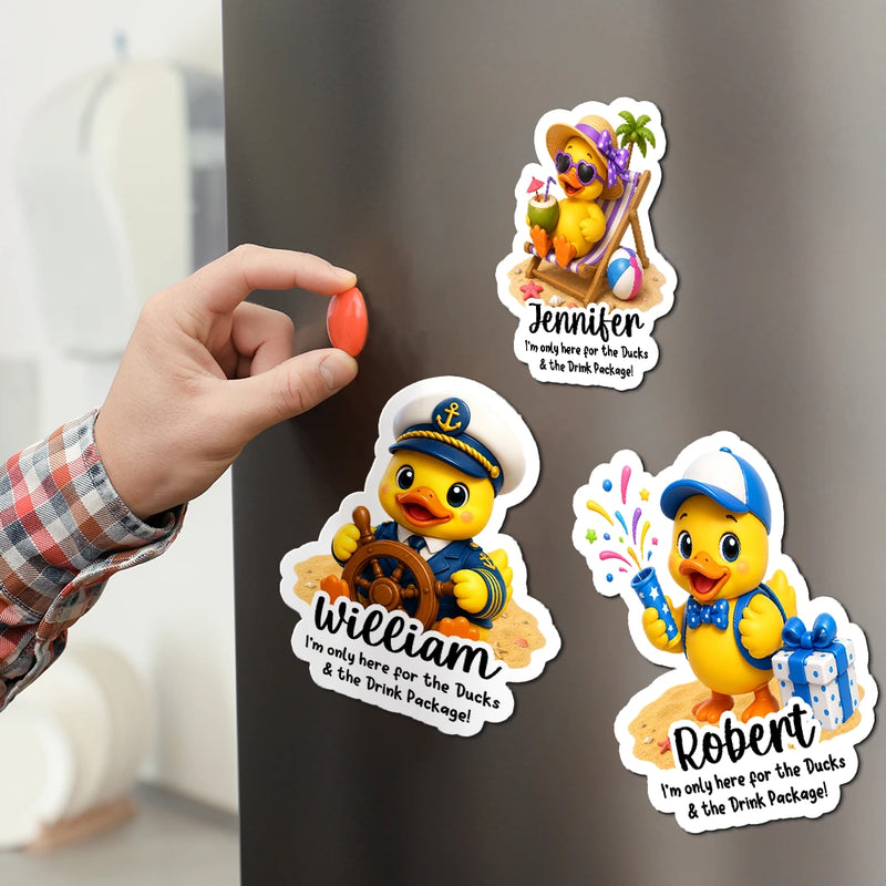 I'm Only Here for the Ducks Personalized Acrylic Magnet, Captain Duck Humor and Creative Gift for Cruise Fans