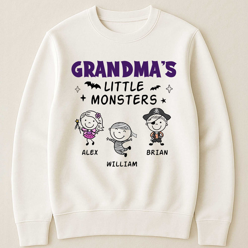 Grandma's Little Monsters Classic Tee, Custom Kids Doodle Shirt, Creative Gift For Grandma