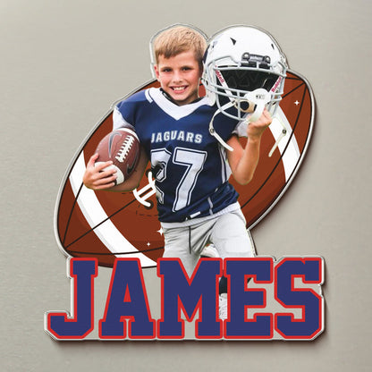 Custom Acrylic Fridge Magnet with Basketball, Baseball, Football & Hockey Art, Creative Gift for Family