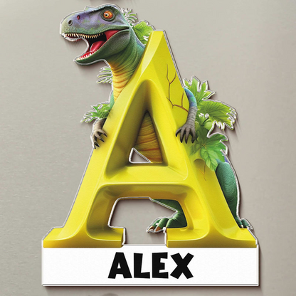 Personalized Dinosaur Alphabet Acrylic Magnet, Colorful Cartoon Locker Decor, Unique Gift for Dinosaur Fans