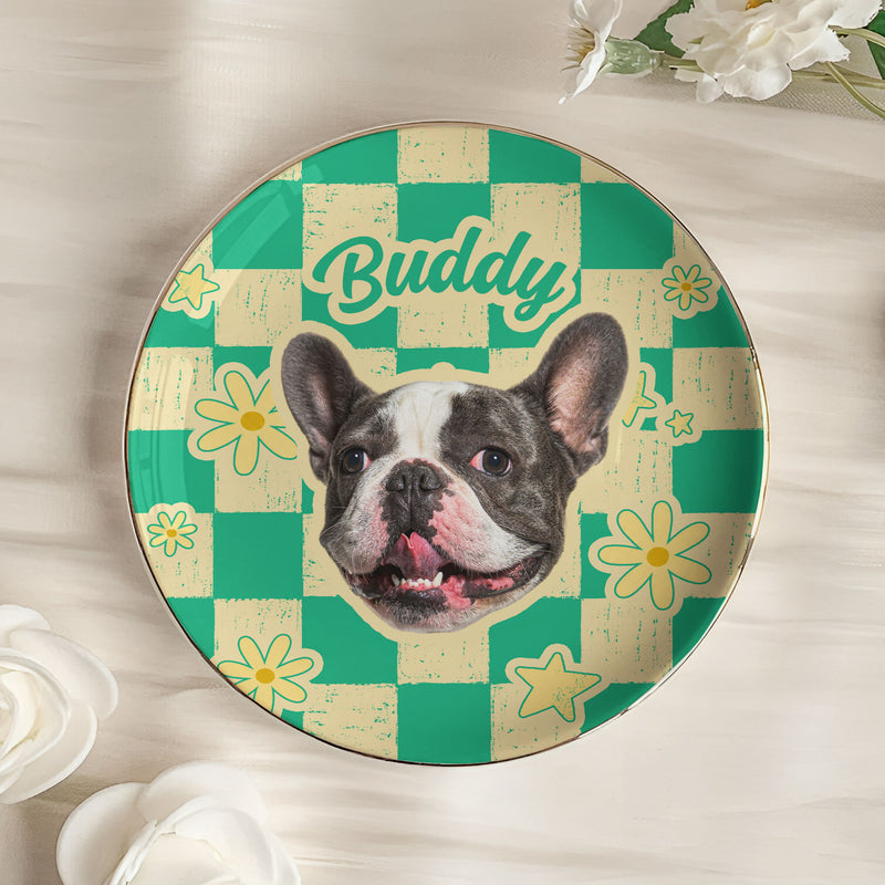 Personalized Pet Photo Jewelry Dish, Colorful Retro Dog Portrait, Unique Gift for Dog Mom